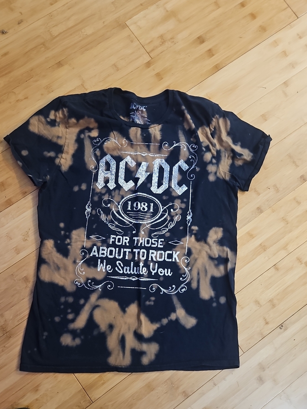 AC/DC Vintage  Black and Orange Tie-Dye Band Tee